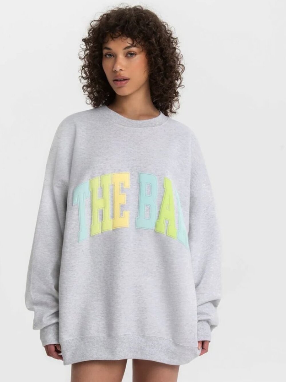 NWT The Bar VARSITY SWEATSHIRT LT HEATHER GREY/CITRUS FADE